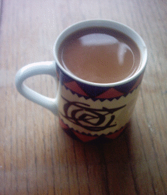 Eine Kaffeetasse, die sich leert